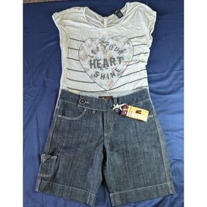 Set Lee Bermuda‎ Shorts Rue 21 Shirt Women's Denim True Fit Cuffed Hem Pockets